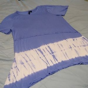 Allie & Rob Blue Shirt Tie Dye Shark Bite Medium